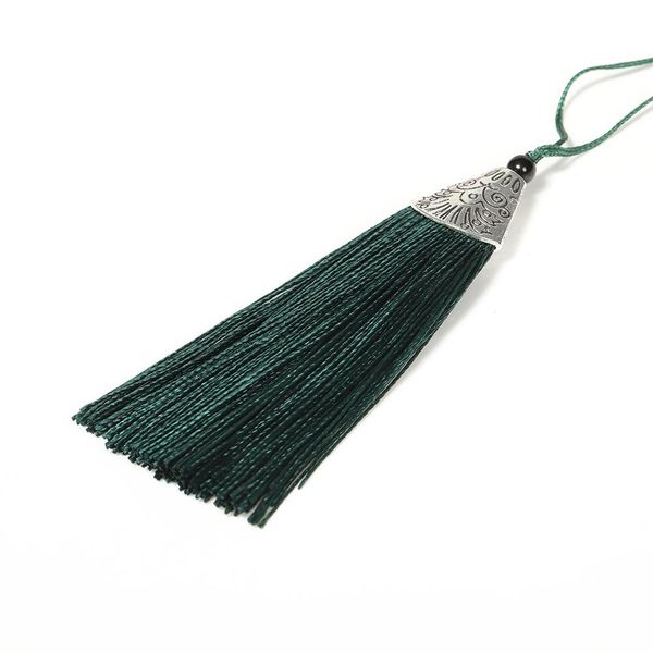 

10 шт. лот 8 см silk tassel с серебряными крышками декоративные кисточки подвески diy серьги очарование для ювелирных изделий, изготовление