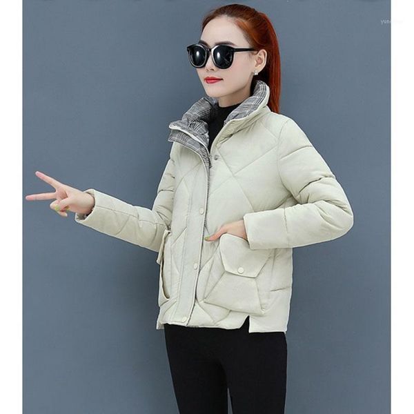 

parkas 2020 new women's down cotton coat short winter jacket female zipper warm cotton padded yellow black red casual outwear1