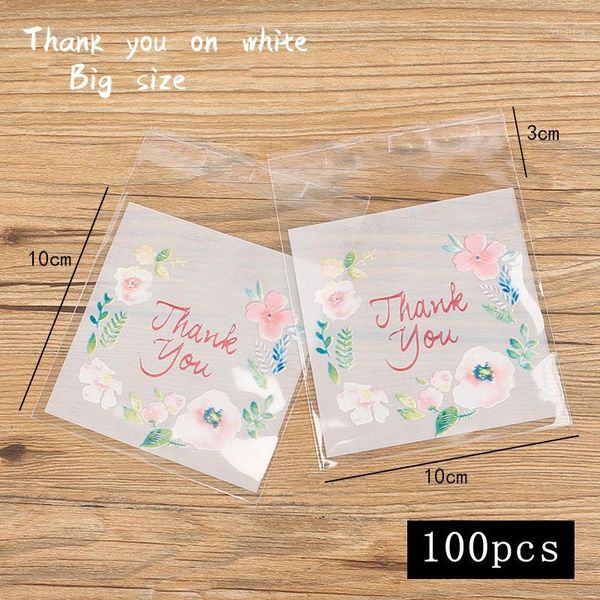 

100pcs/lot homemade cookies packaging bag white transparent colored flowers snack packaging party baking candy bag 10x101