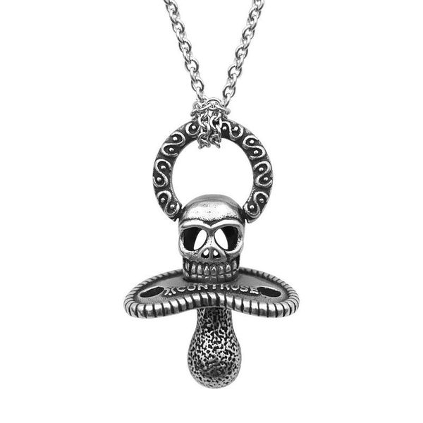 

chains trend line retro style skull domineering pendant gothic men's fashion punk motorcycle accessories hip hop rock jewelry gift, Silver