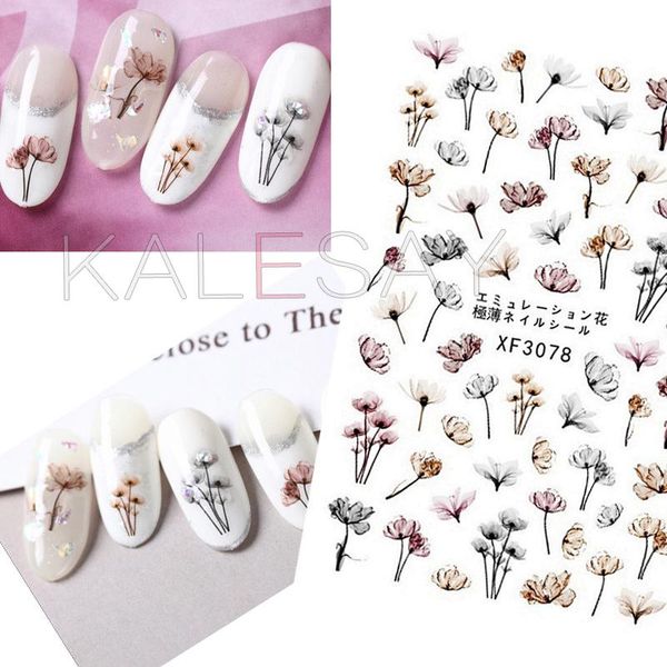 

stickers & decals diy 3d dandelion nail for design mum lotus art adhesive sticker manicure transfer foil wraps daisy, Black
