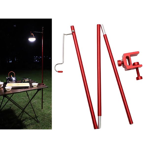 

outdoor garden camping aluminum alloy foldable tent light support rod ultralight with table clip holder stand table lamp pole for hiking