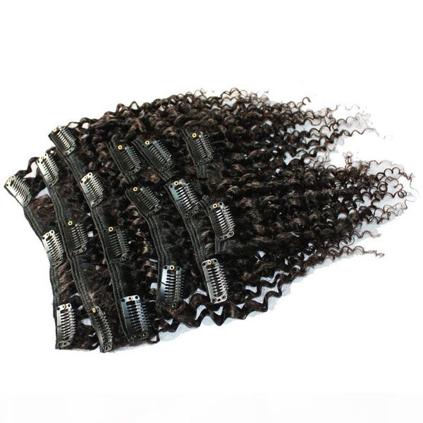 

jet black #1 color 1 22inches afro kinky curly clip in human hair extensions brazilian 100% remy hair 120g set