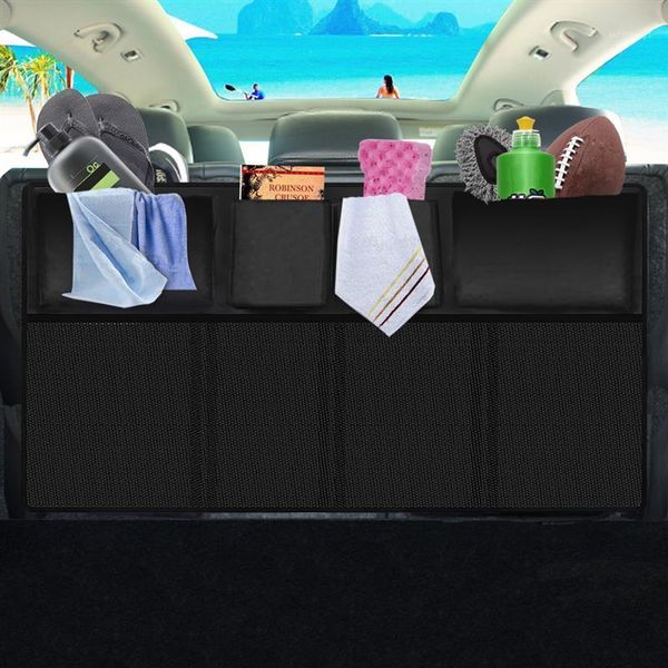

universal car storage bag trunk organizer oxford water bottle mesh nets double thickening size back seat hanging pocket1