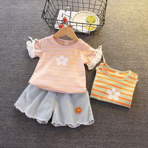 

clothing sets 2021 summer princess baby girl clothes, born pink tshit outfits for kids 6  -24 months1, White