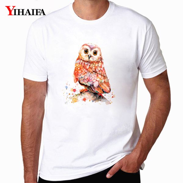 

спорт yihaifa men t-shirt красочные повседневный чернила сова графика тройники с коротким рукавом топы мужские футболки белый мультфильм tsh