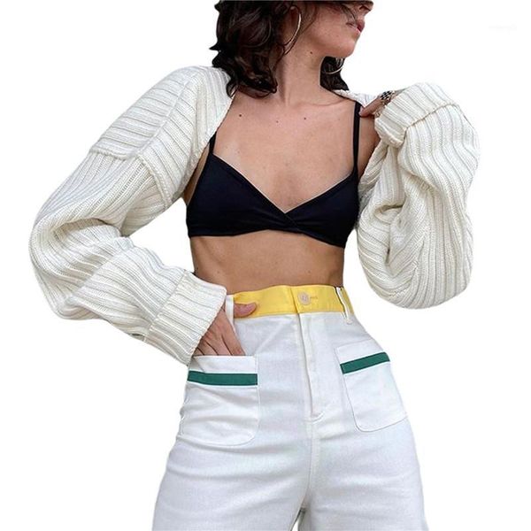 

women autumn knitted cardigan fashion party street casual style solid color long sleeve open-front sweater1, White