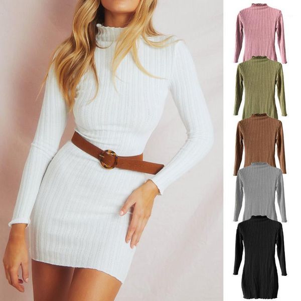 

women's wear autumn and winter new european and american knitted long sleeve slim dress women's hip wrap one stepskirt1, Black;gray
