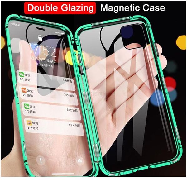 

360 magnetic metal case for iphone 11 pro x xr xs max double side tempered glass cover for iphone 11 qylafn