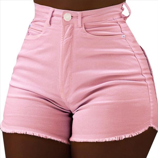 

biker shorts summer high waist stretch white pink shorts woman shorts black denim plus size vetement femme ete 2021, White;black