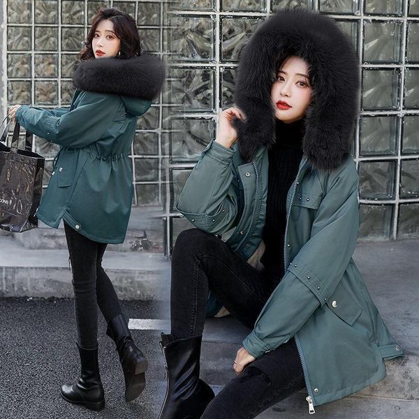 

officer figure sent to overcome female add hair fashion little short winter cotton-padded jacket winter jacket in heavy hair coa1, Black