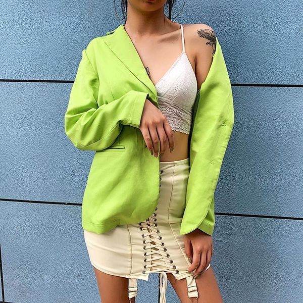 

vintage green women blazer slim long women blazers notched suit jacket blazer mujer 2020 blazers female femme, White;black