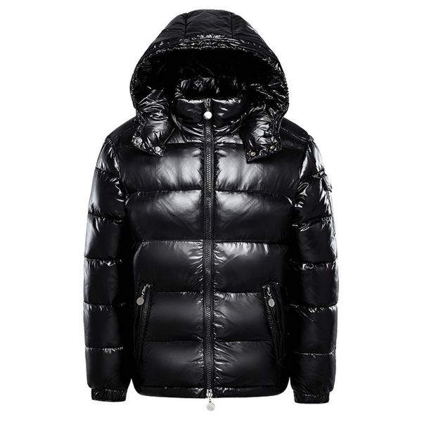 

Men's warm down jacket, Hoodie and shiny metal zipper, black, m-3xl, winter