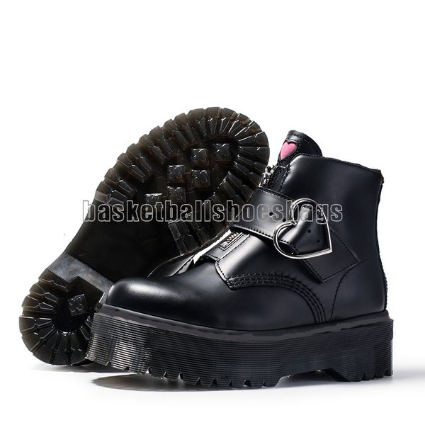 

quality fashion high black buckle zipper short ankle booties women genuine leather martin boots big size 35-41