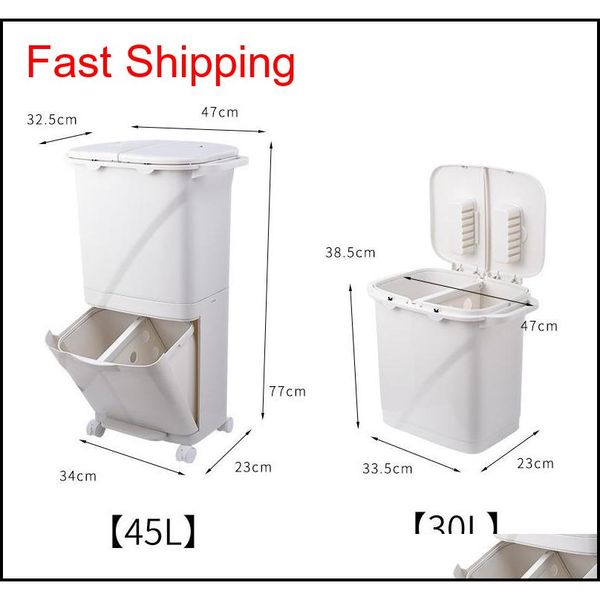 

kitchen press trash can sorting trash bin household dry and wet separation waste bin pedal classification rubb qylovp bbgargden