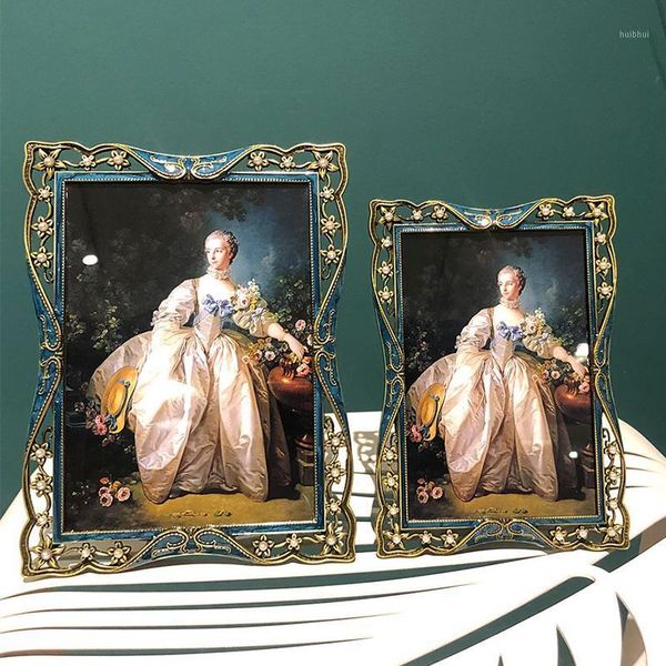 

retro blue metal p frame home decoration deskornaments creative carving picture frame living room bedroom p display1