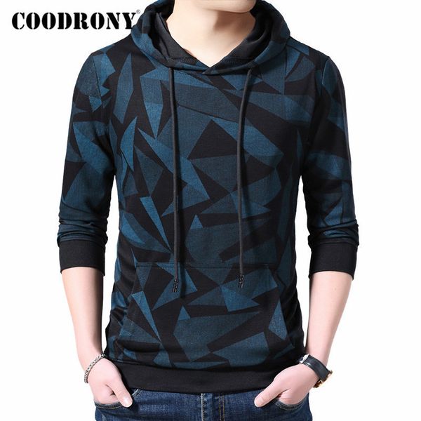 

coodrony brand mens hoodies streetwear fashion pattern pullover hoodie men autumn winter casual hooded sweatshirt men lj201027, Black
