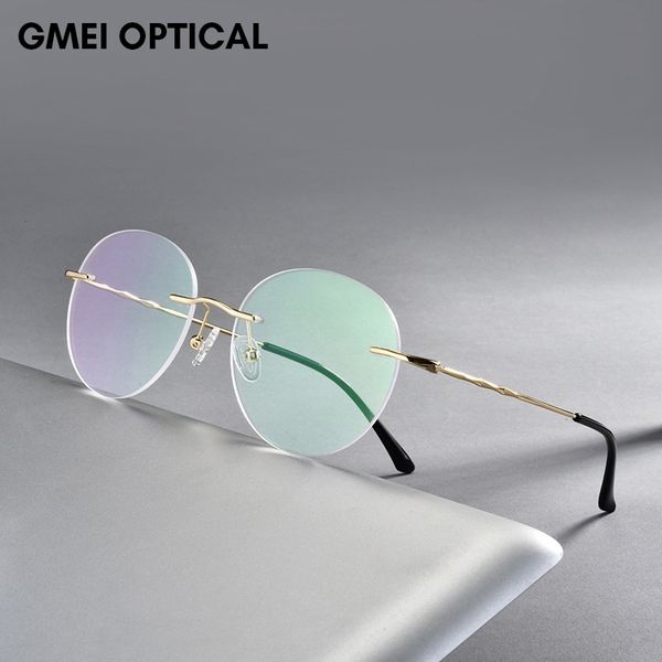 

titanium alloy rimless glasses frame men ultralight round eyeglasses myopia prescription frames for women optical eye glass t200428, Silver
