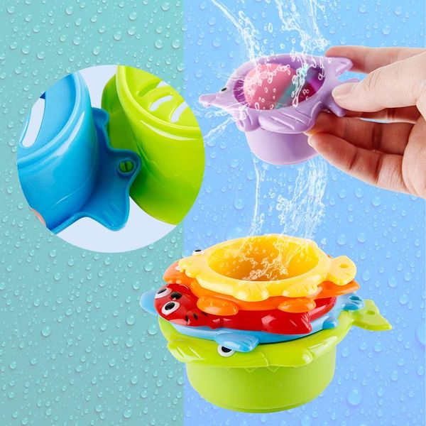 

cups bath for toys animal baby swimming children float educational water plastic bathroom 6pcs set stacking classic fish toy wmtkhd