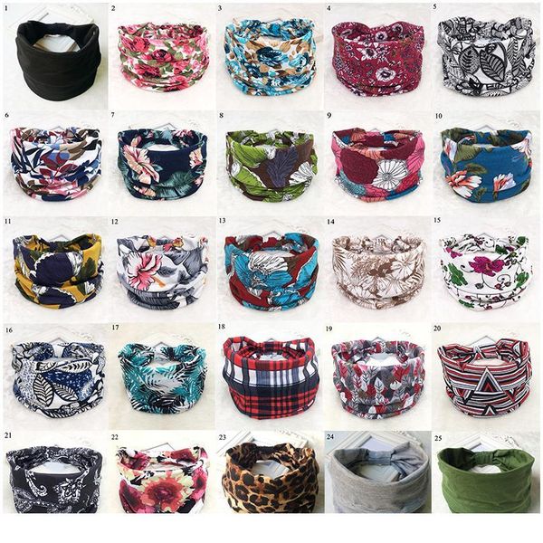 

floral print turban knot headwrap sports elastic yoga hairband fashion cotton fabric wide headband women hair acc qylikt