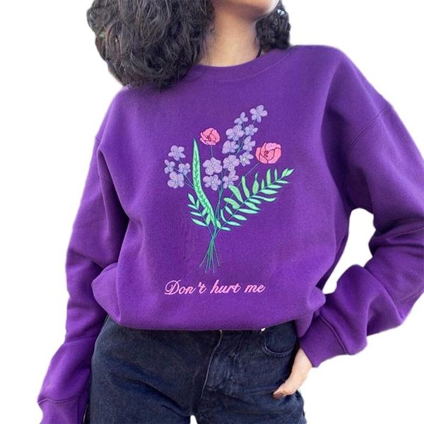

women's hoodies & sweatshirts women autumn long sleeve purple sweatshirt floral letters embroidery pullover harajuku crew neck oversiz, Black