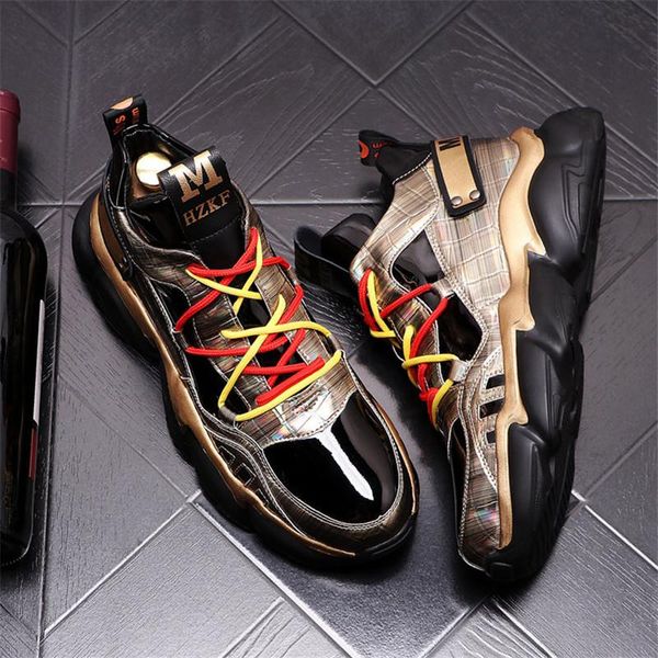 

осень толстого дна платформы мужчина обувь hip hop тапки веб celebrity квартира zapatillas hombre, Black