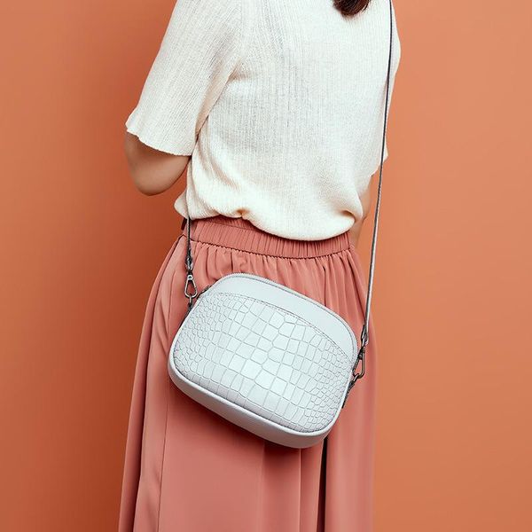 

cross body genuine leather women shoulder bag small handbag fashion vintage shell ladies hand side crossbody bags for 2021 white
