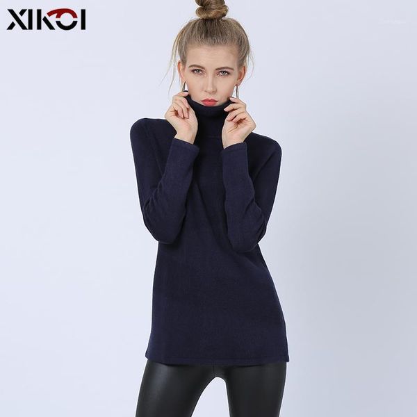 

xikoi 2019 autumn winter women knitted turtleneck sweater casual soft jumper fashion slim femme elasticity pullovers1, White;black