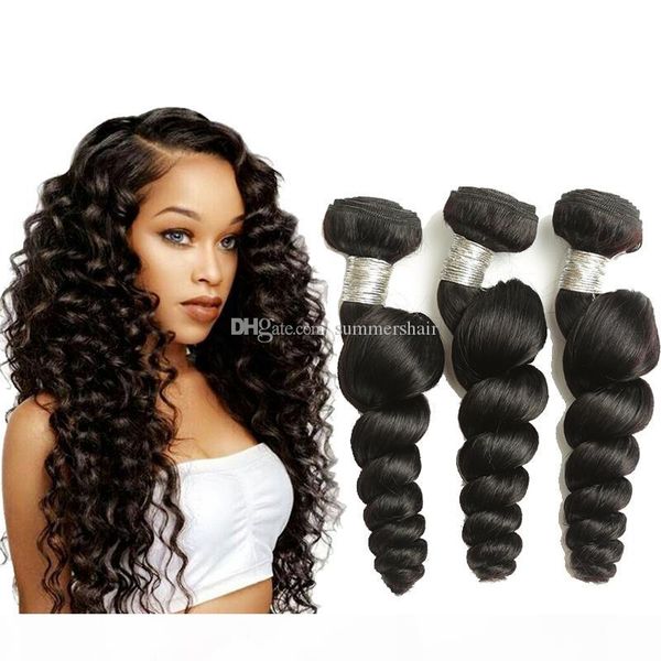 

summers brazilian virgin hair loose wave hair weave unprocessed loose deep wave virgin human hair weave natural black 8-26inch, Black;brown