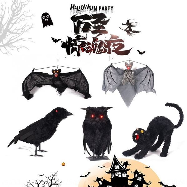

pe6rn halloween bar house pendant barluminous bar kopr decoration glowing bat owl crow simulation animal party horrible atmosphere haunted p