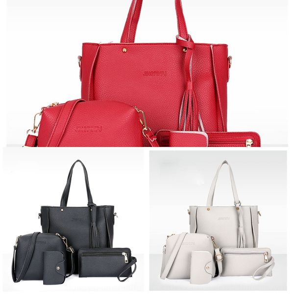 

women 2020 new korean version of large capacity fashion casual women's four-piece shoulder bag shoulder bagwith litchi grain four piece