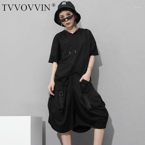

tvvovvin europe 2020 summer new elastic waist solid wide-leg pants hip-hop personality five-point pants large size women's b1191, Black;white