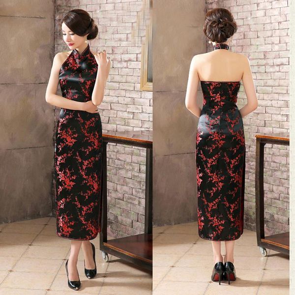 

chinese dress long cheongsam black red cheongsam elegant evening dress female chinese backless wedding size s-3xl1