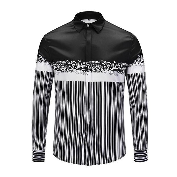 

ximiwua new arrival men shirts striped shirt long sleeve casual chemise homme hawaiian shirt camisas para hombre, White;black