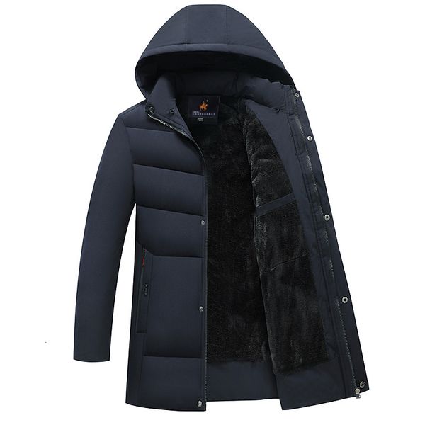

autumn winter coat men's plush thickened down elderly father cotton padded jacket middle-aged and, Black