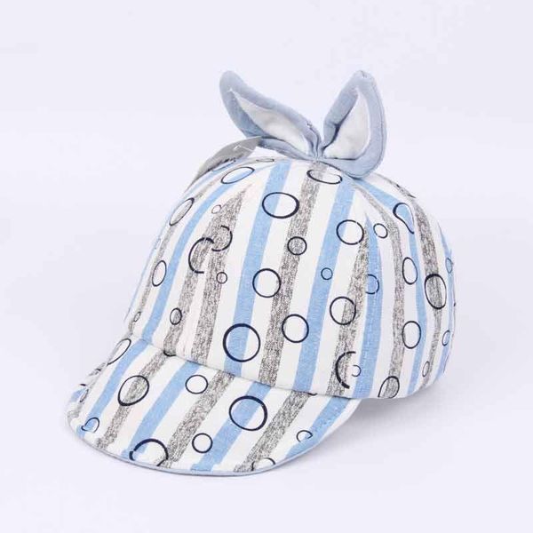 

summer new cute baby stripe circle hats kids girls rabbit ears baseball cap sunhat size 48-51cm bbyfho yh_pack, Black;white