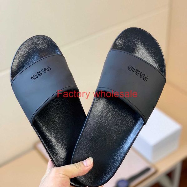 

new color paris sliders mens womens summer sandals beach slide slippers ladies flip flops loafers sky blue chaussures, Black