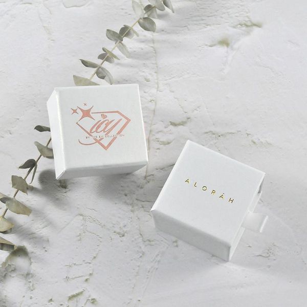

100pieces personalized packaging can print your logo with rose gold or gold ring box, Pink;blue
