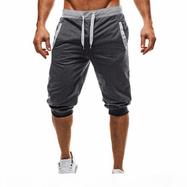 

mens baggy jogger casual slim harem soft 3 4 trousers fashion brand men sweatpants summer comfy male shorts new q190523, Black