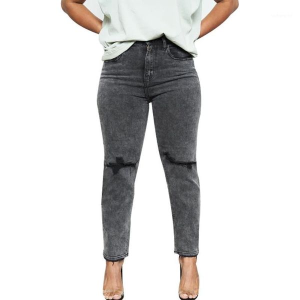 

felyn 2020 jeans ripped summer casual denim long pants1, Blue