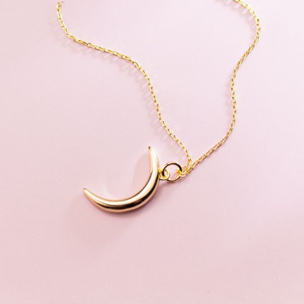 

gold moon necklace real 925 silver choker kolye charm minimalism vintage boho bijoux femme collier necklace women joyas jewelry q0531