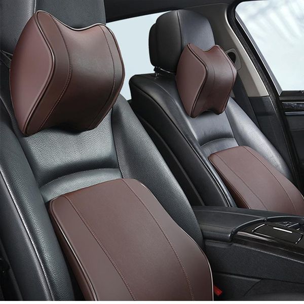 

car neck pillow pu leather 3d memory foam auto headrest travel pillow neck support holder seat covers car styling1