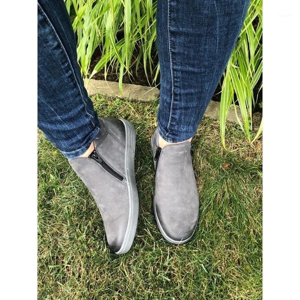 

ankle boots women sneakers autumn winter casual flat ladies shoes zippers platform comfortable female booties zapatos mujer1, Black