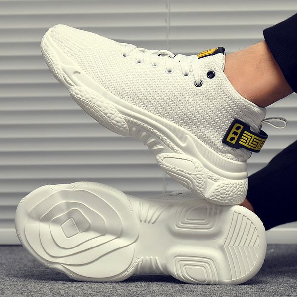 

men's tide casual sports air cushion breathable running shoes increase height men's jogging shoes, Black;brown