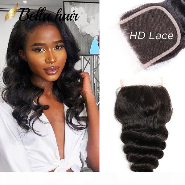 

hd lace closure loose wave swiss closure hair piece 100% unprocessed human hair extensions natural hairline bella hair, Black;brown