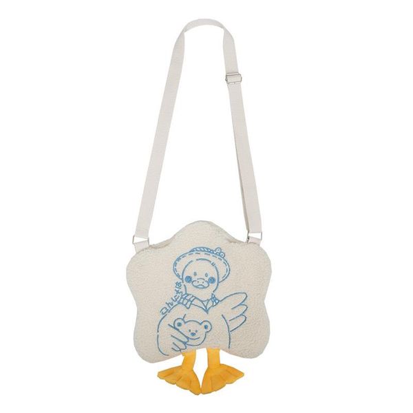 

preppy style duckling embroidery shoulder bag women's new plush mini crossbody bag bolsa feminina luxury handbag coin purse