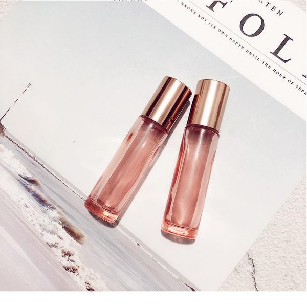 

12pcs/lot 5ml/10ml rose gold roll on bottle thick glass empty perfume essential oil vials with stainless steel rol qylmrc