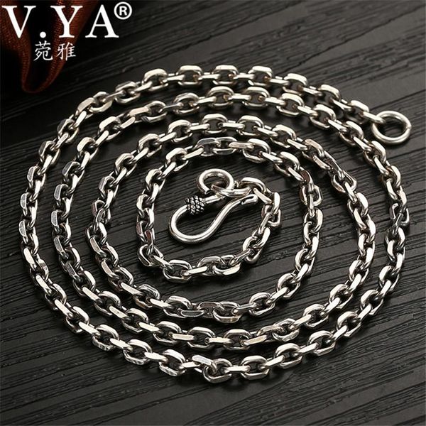 

v.ya 2.8mm solid 925 sterling silver men chain long necklace s925 thai silver jewelry male necklaces 55cm 60cm 65cm 70cm