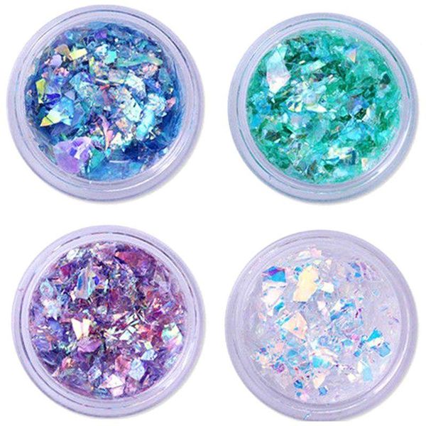 

nail glitter 2.0g holographic laser-nail powder art gorgeous chameleon mirror manicure chrome pigment glitters, 4 pack, Silver;gold
