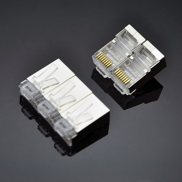 

металлический щит cat6 кристалл глава разъем rj45 позолоченные 8p8c сетевой разъем кабеля адаптера для компьютера gigabit ethernet